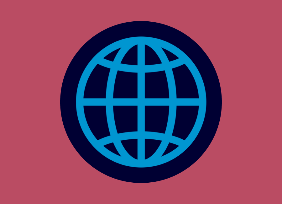 An illustration of a stylized globe, with blue meridians.